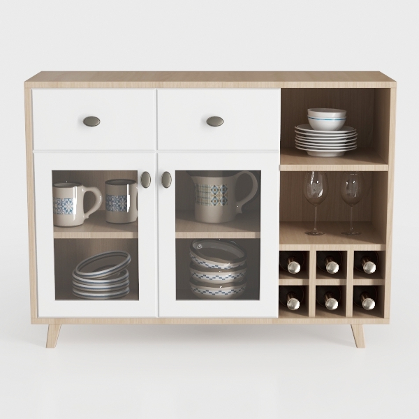 4 EVER WINNER White Buffet Cabinet with Storage