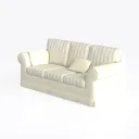 Minimalist Fabric Striped Three Seat Sofa With Throw Pillows 3D Model Left 45 Degree View