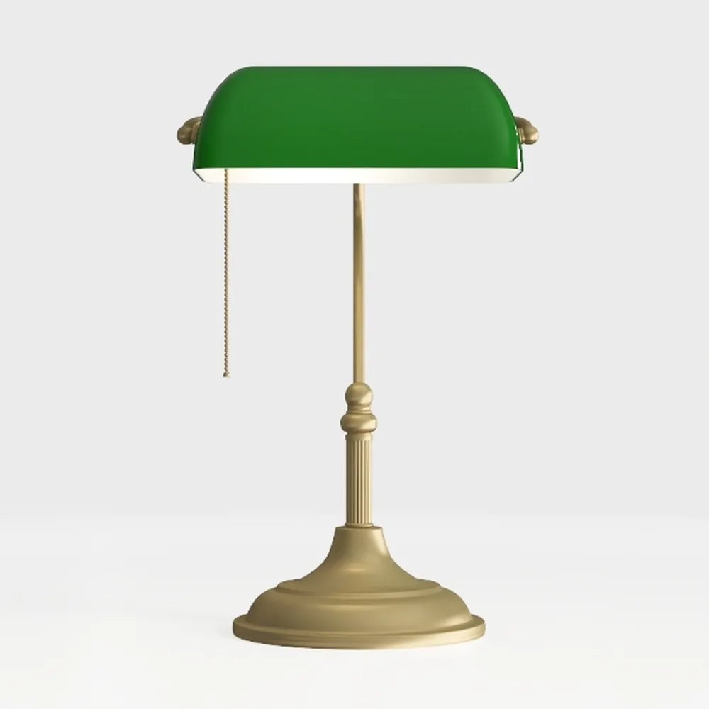 TORCHSTAR Green Glass Bankers Desk Lamp, UL Listed