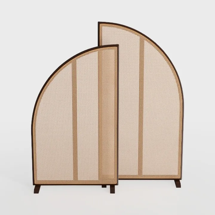 Minimalist Japandi Rattan Solid Wood Room Divider 3D Model