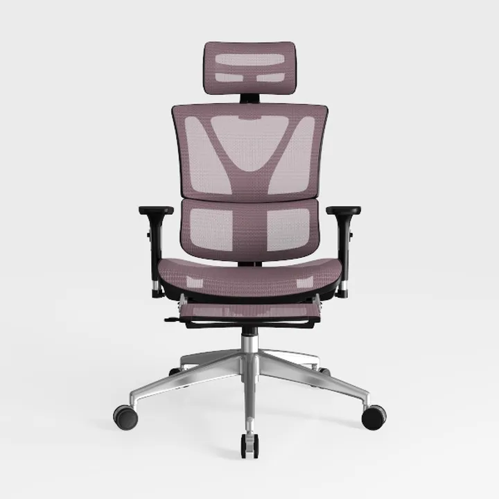 Purple Mesh Ergonomic Office Chair with Footrest 3D Model