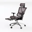 Purple Mesh Ergonomic Office Chair with Footrest 3D Model Left 45 Degree View
