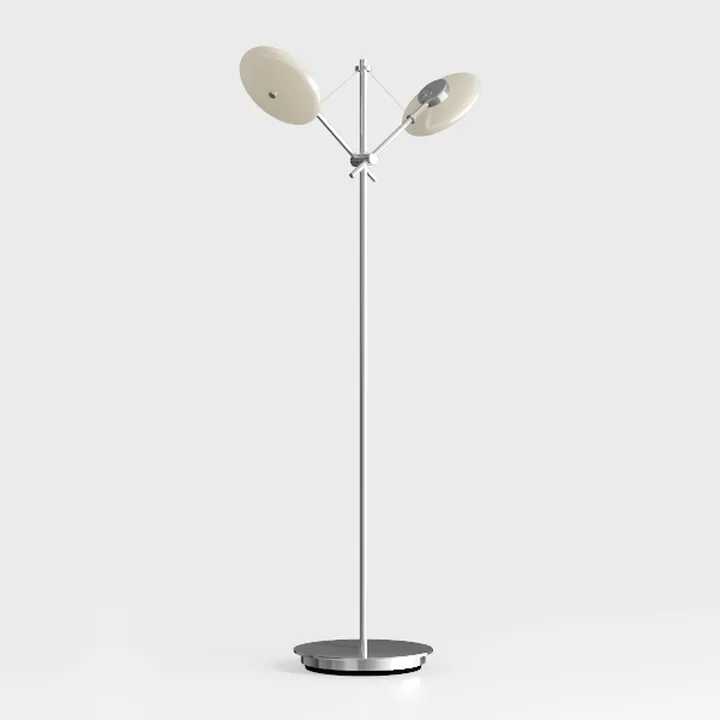 Modern Silver Metal Two Shade Floor Lamp 3D Model