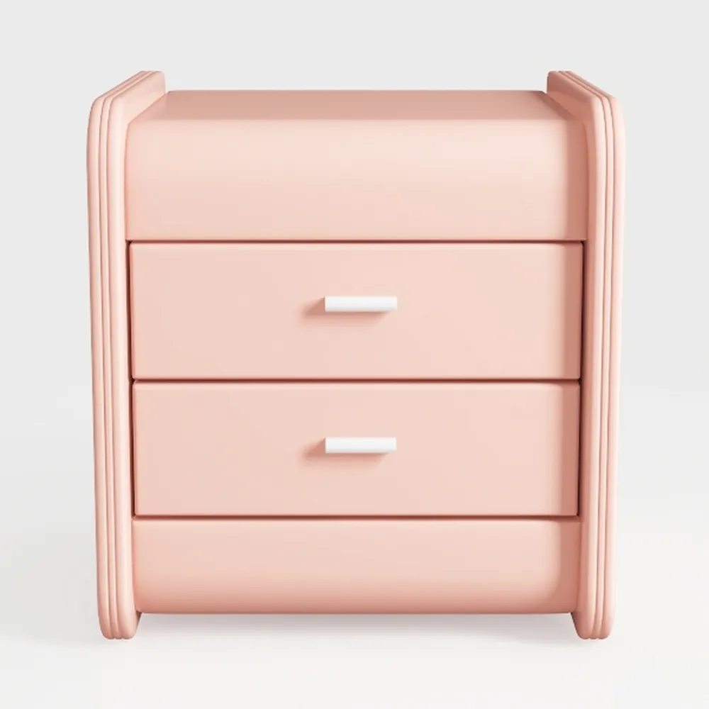 Velvet Bedside Table with 3 Drawers, Nightstand