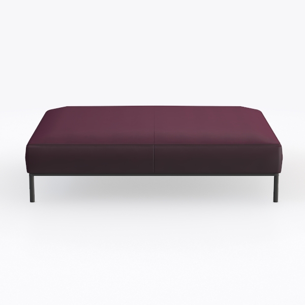 Red Fabric Rectangle Accent Ottoman