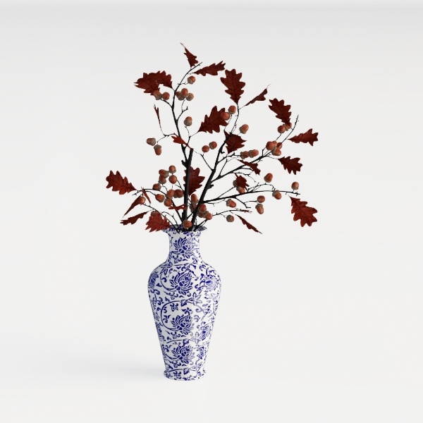 Blue and White Vintage Vase, Ceramic Chinoiserie