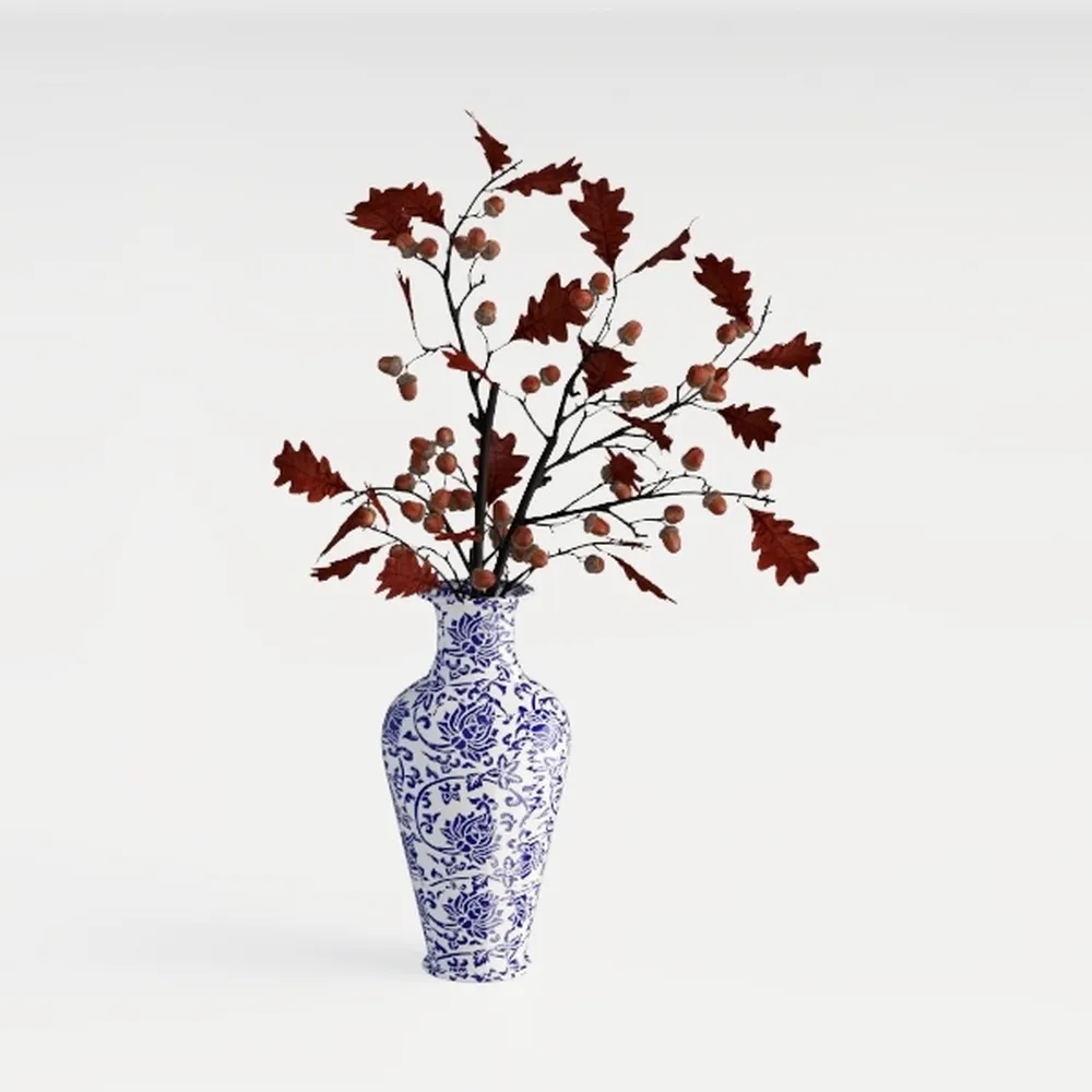 Blue and White Vintage Vase, Ceramic Chinoiserie