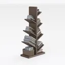 Minimalist Solid Wood Tree Shape Bookshelf 3D Model Right 45 Degree View