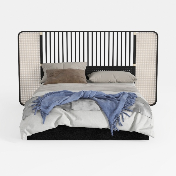 Pemberly Row Modern Solid Wood and Velvet Queen Be