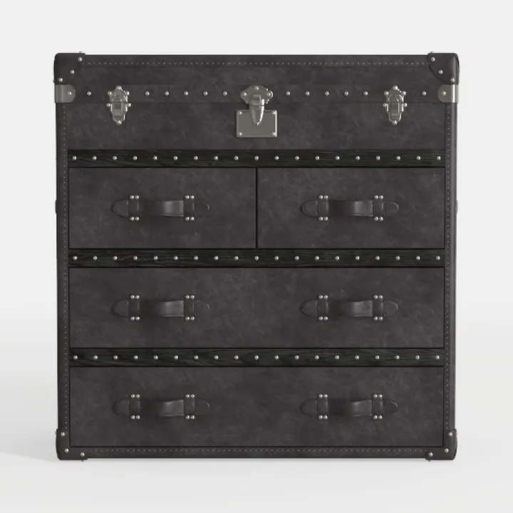 HULALA HOME 6-Drawers Nightstand with Brass Knobs