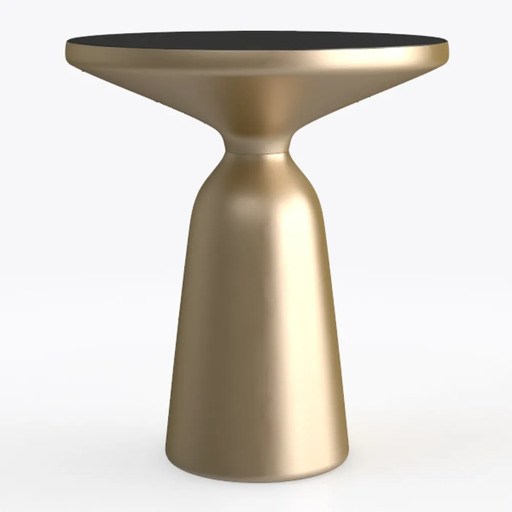 BOWERY HILL Round Modern Metal End Table in Gold