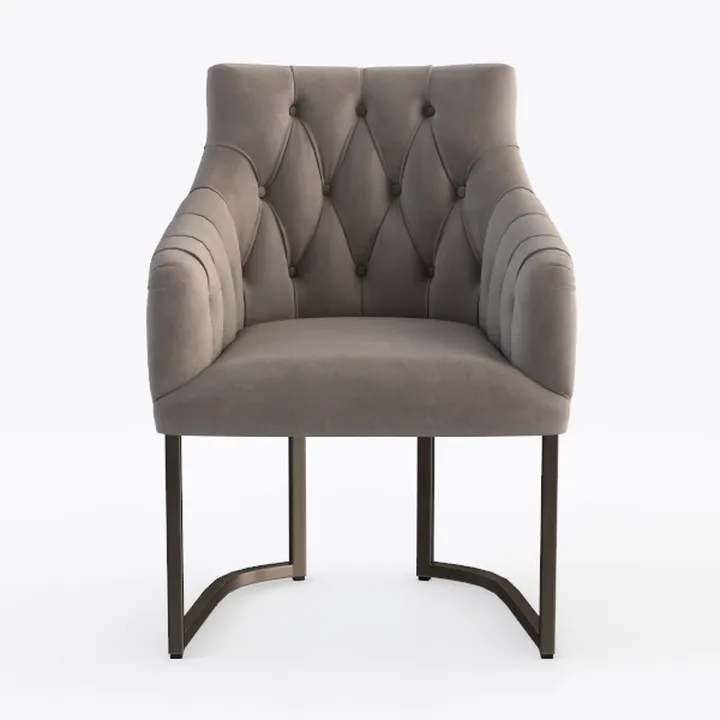Modern Velvet Tufted Upholstered Armchair with Metal Frame 3D Model