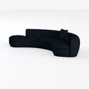 Minimalist Black Fabric Curved Sectional Sofa 3D Model Left 45 Degree View