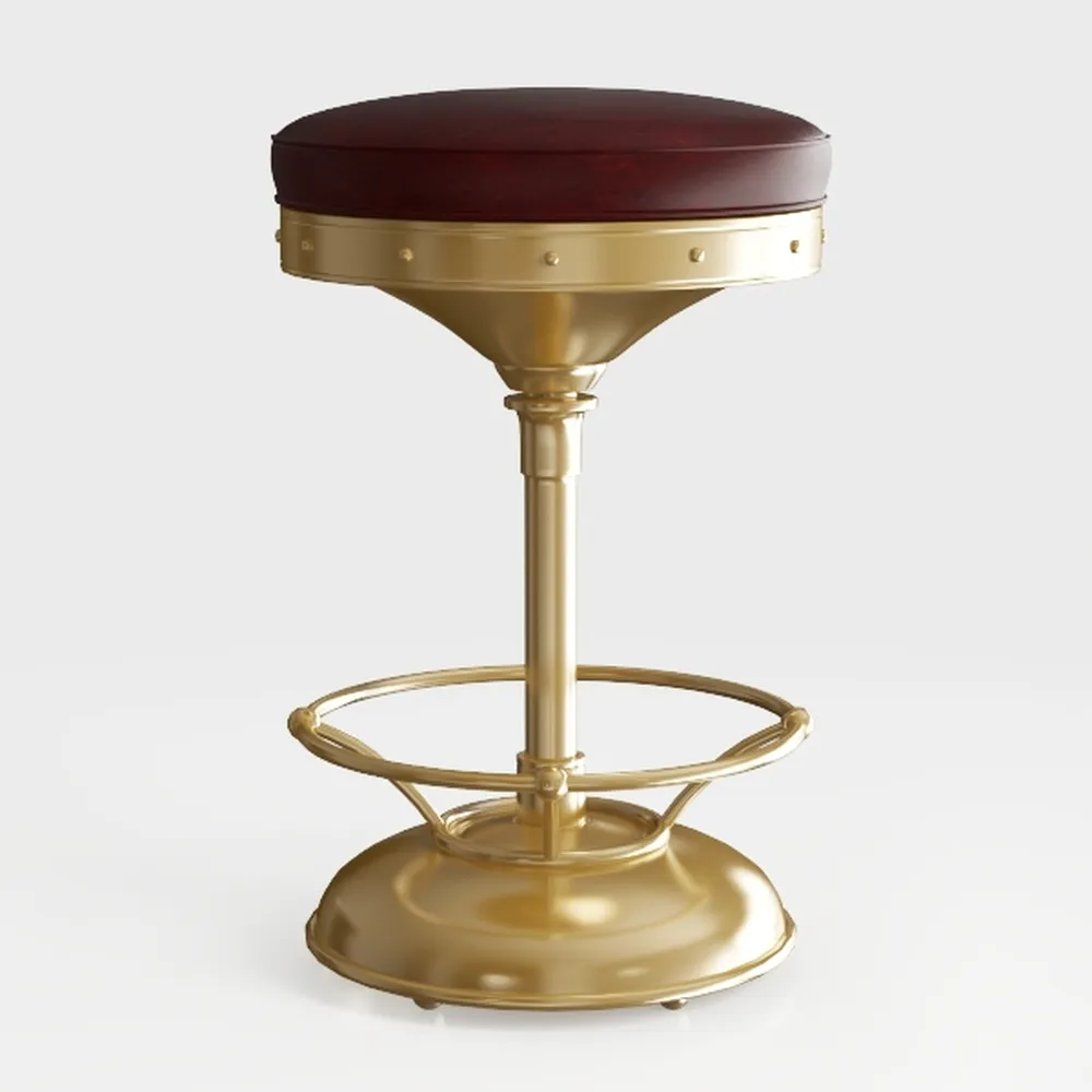 Gold Rolling Stool, Round Roller Swivel Chair