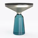 Modern Glass Metal Black Top Side Table 3D Model Left 45 Degree View