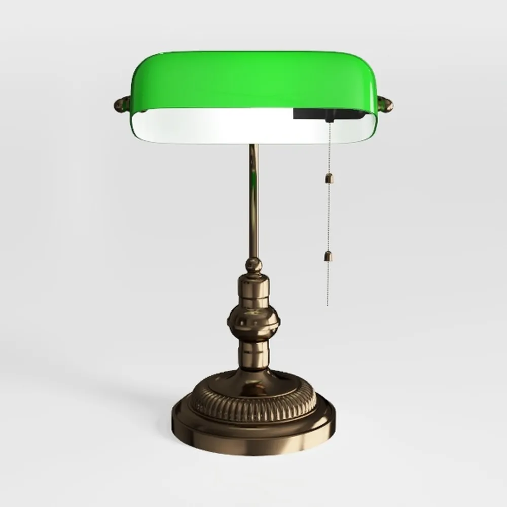 NISSAFORS Bankers Desk Lamp, Amber Glass Shade, 