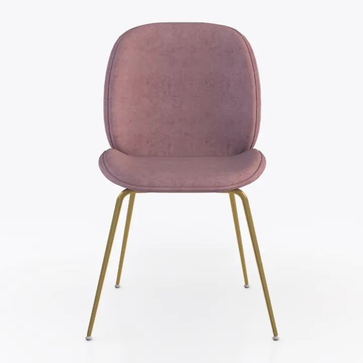 Modern Pink Velvet Gold Metal Leg Dining Chair 3D Model