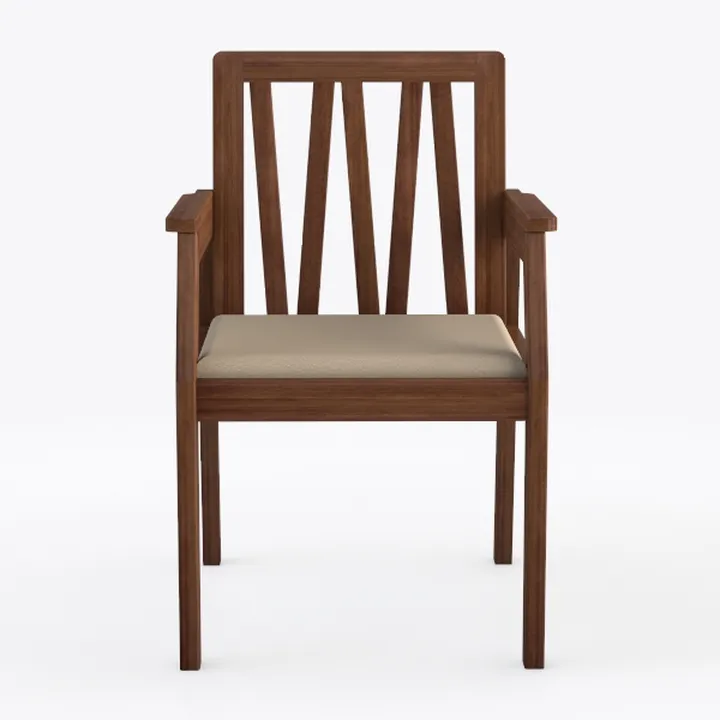 Minimalist Walnut Fabric Upholstered Armchair 3D Model