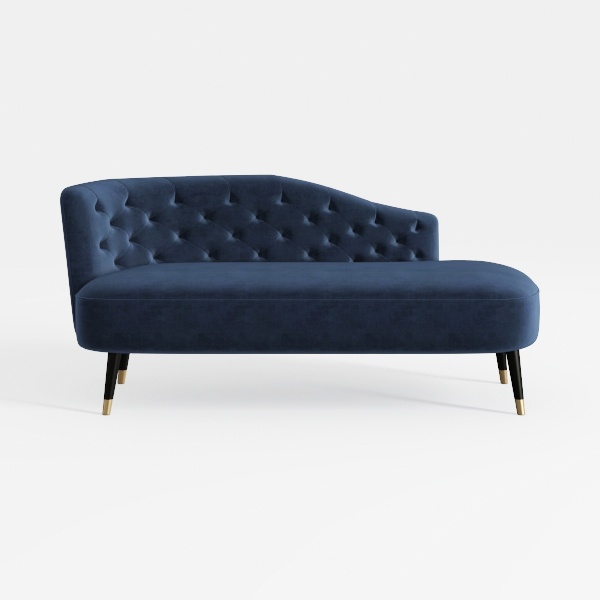 Velvet Chaise Lounge Button Tufted Nail Trim