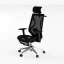 Minimalist Mesh Metal Ergonomic Office Chair 3D Model Left 45 Degree View