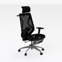 Minimalist Mesh Metal Ergonomic Office Chair 3D Model Right 45 Degree View