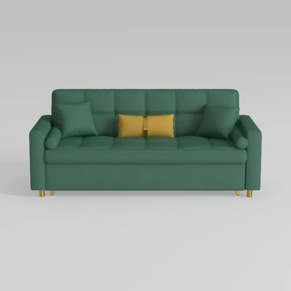 Velvet Sofa Bed w/Adjustable Armrests and Backrest