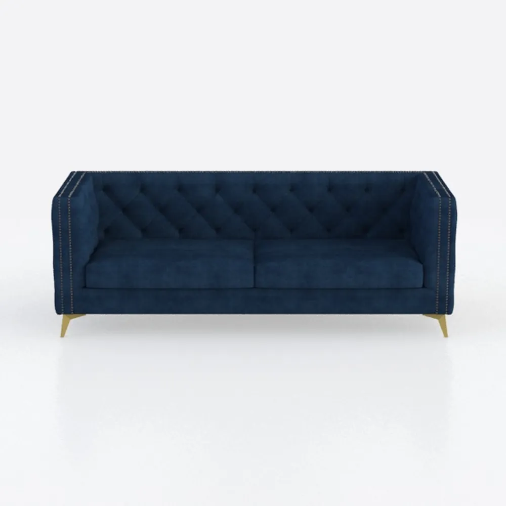 Long Sofa with Square Back, High Armrests and