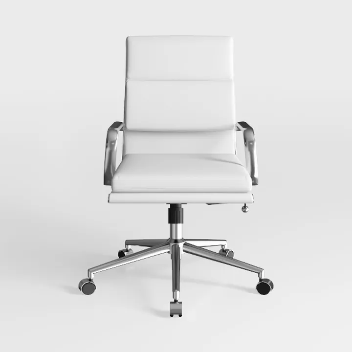 Modern White Leather Metal Office Chair 3D Model