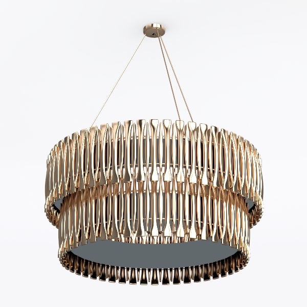 Wood Beaded Rattan Chandelier Boho Hand Woven