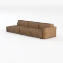Minimalist Vintage Leather L Shape Sectional Sofa 3D Model Left 45 Degree View