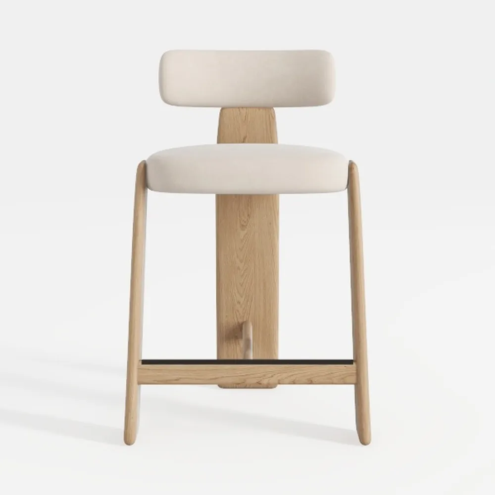 Mid-Century Bar Stools 1 PC, 26.5 Inch Linen