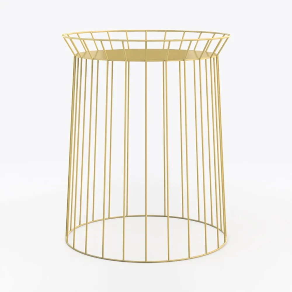 Round Side Table with Storage Shelf, Industrial