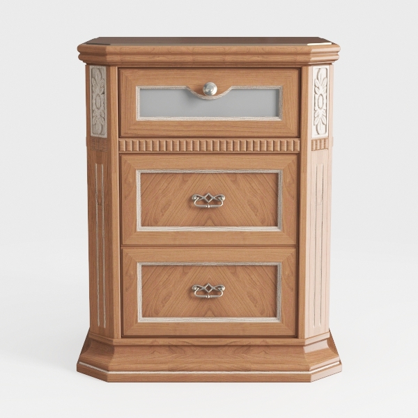 Solid Wood Nightstand with 3 Drawers Woodland