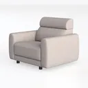 Minimalist Fabric Armchair with Headrest 3D Model Left 45 Degree View