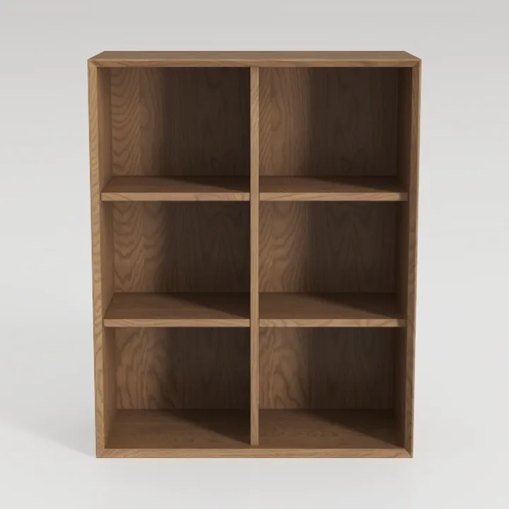 Minimalist Solid Oak Wood Bookshelf Open Storage 3D Model