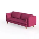 Modern Burgundy Fabric Sofa With Solid Wood Legs 3D Model Left 45 Degree View