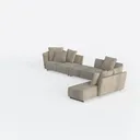 Minimalist Fabric L Shaped Modular Sectional Sofa 3D Model Left 45 Degree View