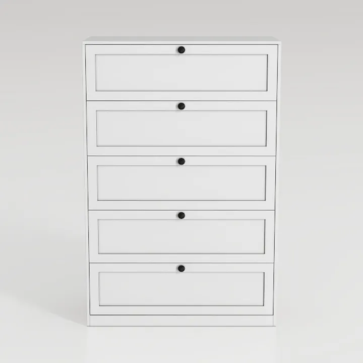 White 6 Drawer Dresser, 47'' Tall Modern Vertical