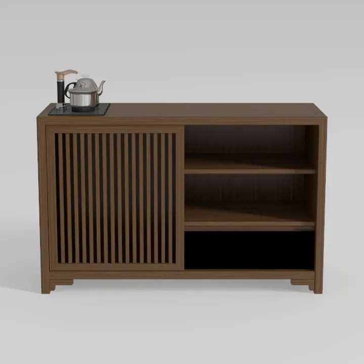 Modern Minimalist Solid Wood Sliding Door Sideboard Storage Cabinet 3D Model