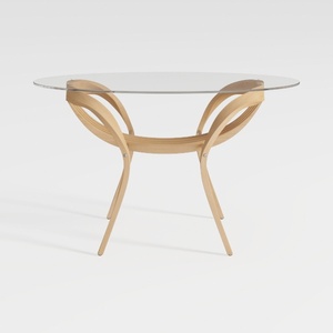 33 in. Natural Medium Round Glass Coffee Table