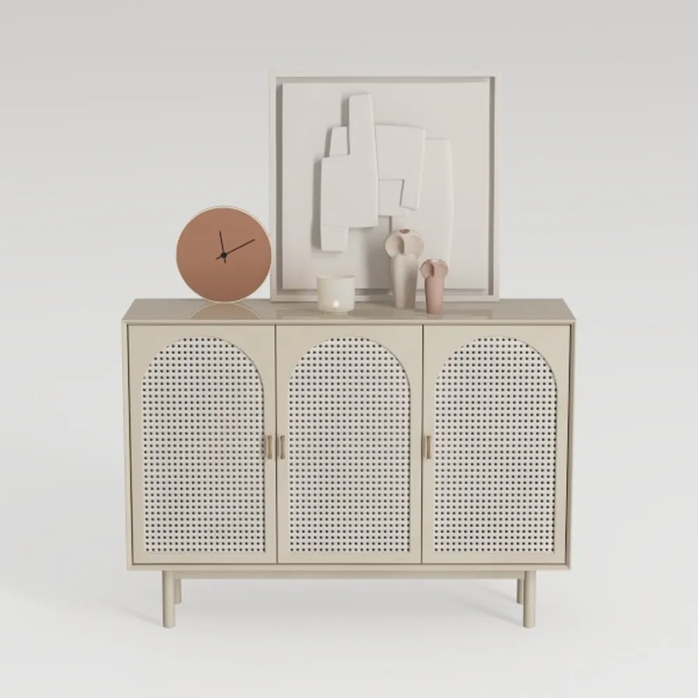 Rattan Storage Cabinet with Doors,Accent Bathroom