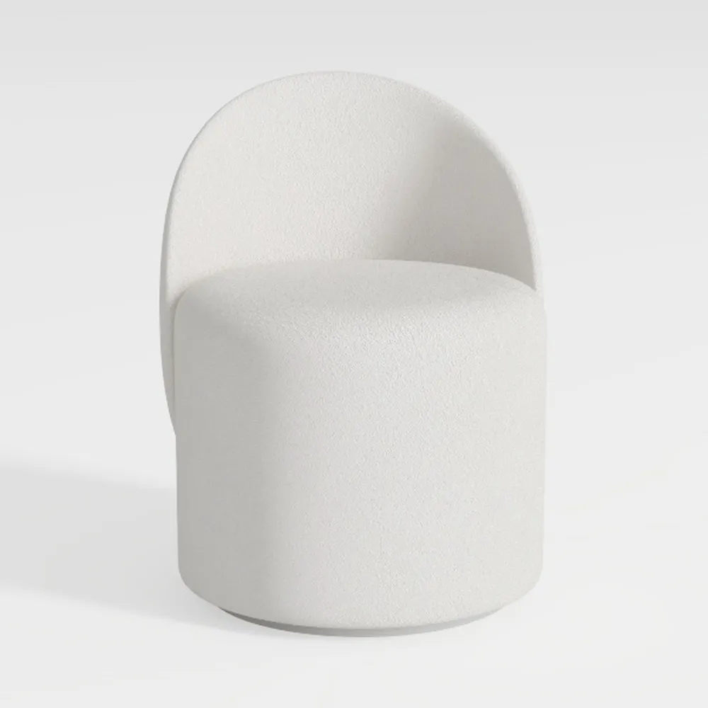 Beige Barrel Accent Chair - 360 Swivel with Hidden