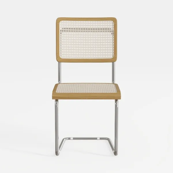 Rattan Back Velvet Dining Chair Set of 2 Modern Front View