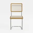 Rattan Back Velvet Dining Chair Set of 2 Modern Front View