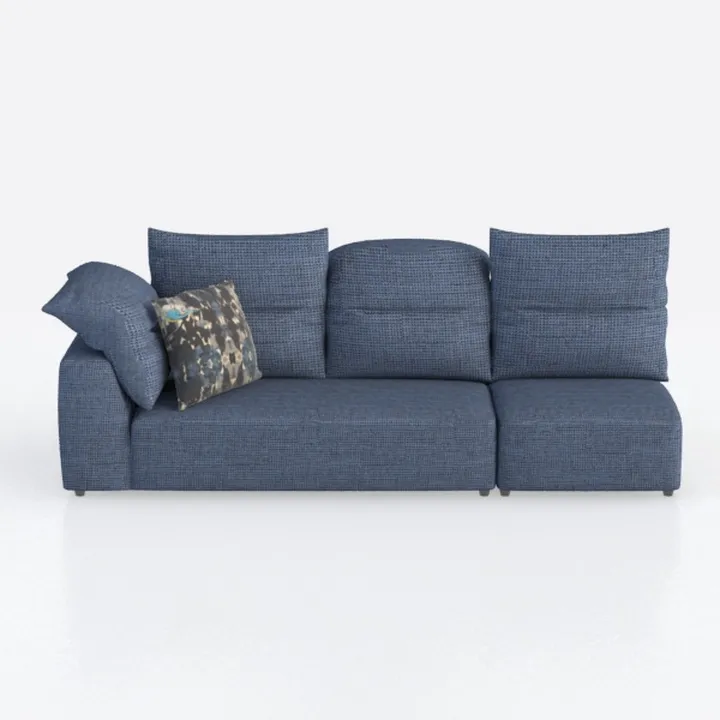 Modern Fabric Blue Sectional Sofa With Decorative Throw Pillows 3D Model