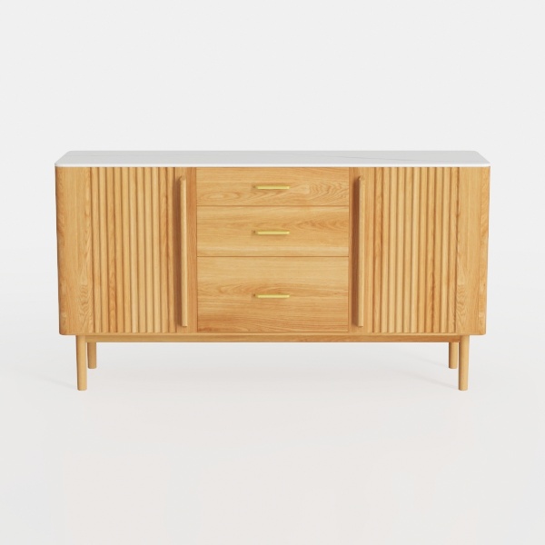 Fluted Sideboard Buffet Cabinet with Charging
