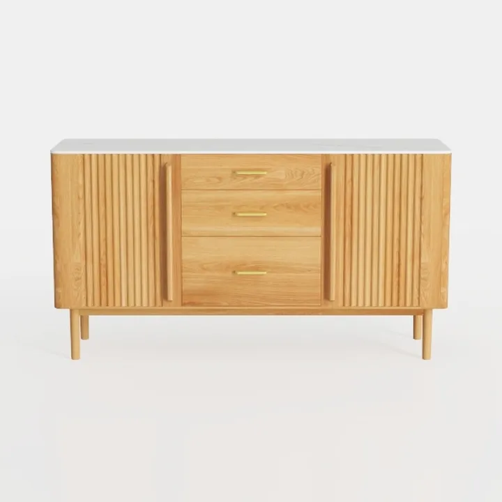 Fluted Sideboard Buffet Cabinet with Charging