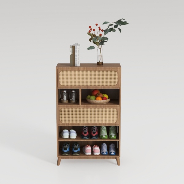 Angel Sar Fluted Shoe Cabinet Storage for Entryway