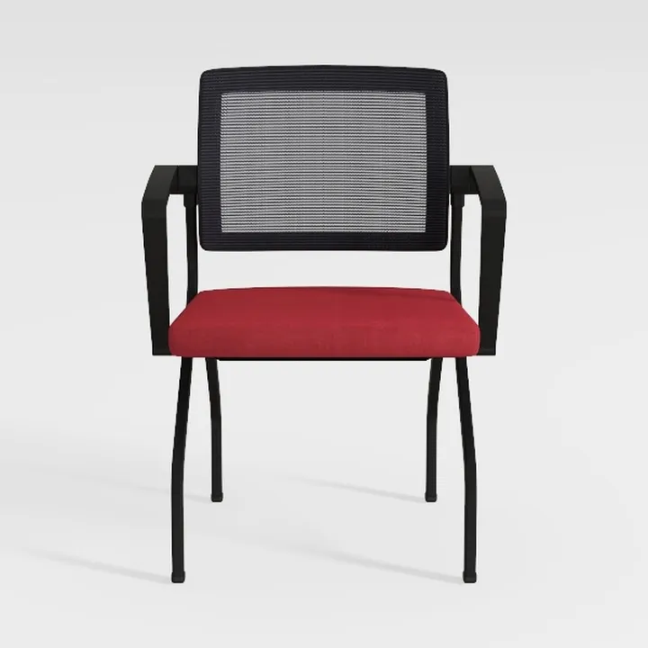 Modern Black Metal Red Fabric Mesh Back Office Armchair 3D Model
