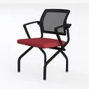 Modern Black Metal Red Fabric Mesh Back Office Armchair 3D Model Left 45 Degree View